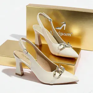 Women Stylish High Heel Summer Sandals,Elegant Pointed Toe Block Heel Slingback Strap Business Office Party OL Daily Women Shoes