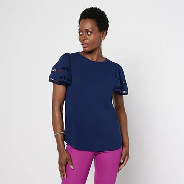 DG2 by Diane Gilman Everyday Jersey Flutter Sleeve Top