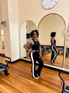 DEMI Flared Stripe Leggings-Black