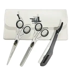 Professional Adults Hair Cutting Hair Thinning Scissor Shear Set Kit Unisex Multipurpose For All Hair Types White and Black