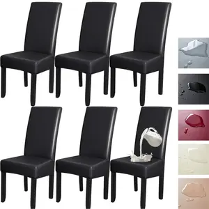 Pure Color Chair Covers, Waterproof Dustproof Set of 1/2/4/6, Home Office Dining Chair Cover Kit, Durable Furniture Protector