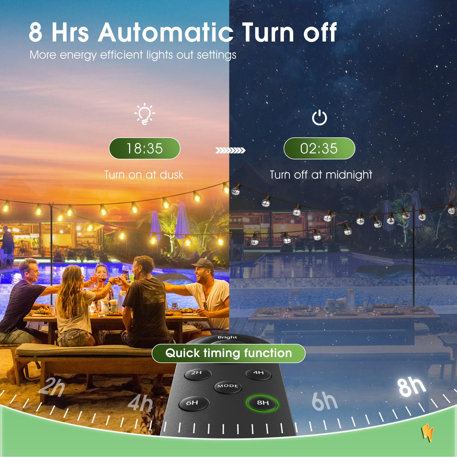 Solar String Lights Outdoor Waterproof with Remote, G40 Globe Solar Patio Light with LED Shatterproof Bulbs, 3 Modes, Dimmable Hanging for Outside Backyard Party