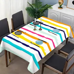 Simple Striped Tablecloth Set, Fabric, Suitable for Dining Tables, Tea Tables, TV Stands, Picnic Mats, Home and Party Use