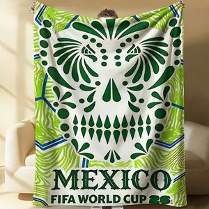 2026 Mexico Skull Print Flannel Blanket, Breathable And Skin-Friendly, Suitable For Home / Car / Office. A Gift For Mexico Football Fans / Brothers, A Must-Have For Watching Games, A Great Choice For Holidays / Birthdays.