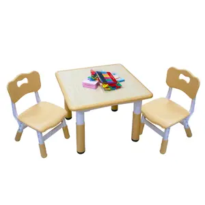 SUNNYGLADE Kids Table and 2 Chairs Set with Graffiti Desktop, Toddler Furniture Set, Non-Slip Table Children Study Desk, Dining Table, Height Adjustable Desk, Painting Desktop for Kids