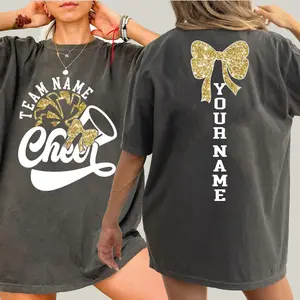 Comfort Colors %100 Cotton Custom Mascot Cheer Shirt, Cheer Mom Kids name Shirt, Custom School Team Shirt,  Cheer Mascot Name Shirt,