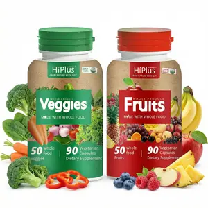 HiPlus Organic Fruit & Veggie Supplements (180 Capsules Total) – 90 Fruit + 90 Veggie Superfood Set – Whole Food Multivitamin for Energy & Immunity – Non-GMO, Vegan, Gluten-Free