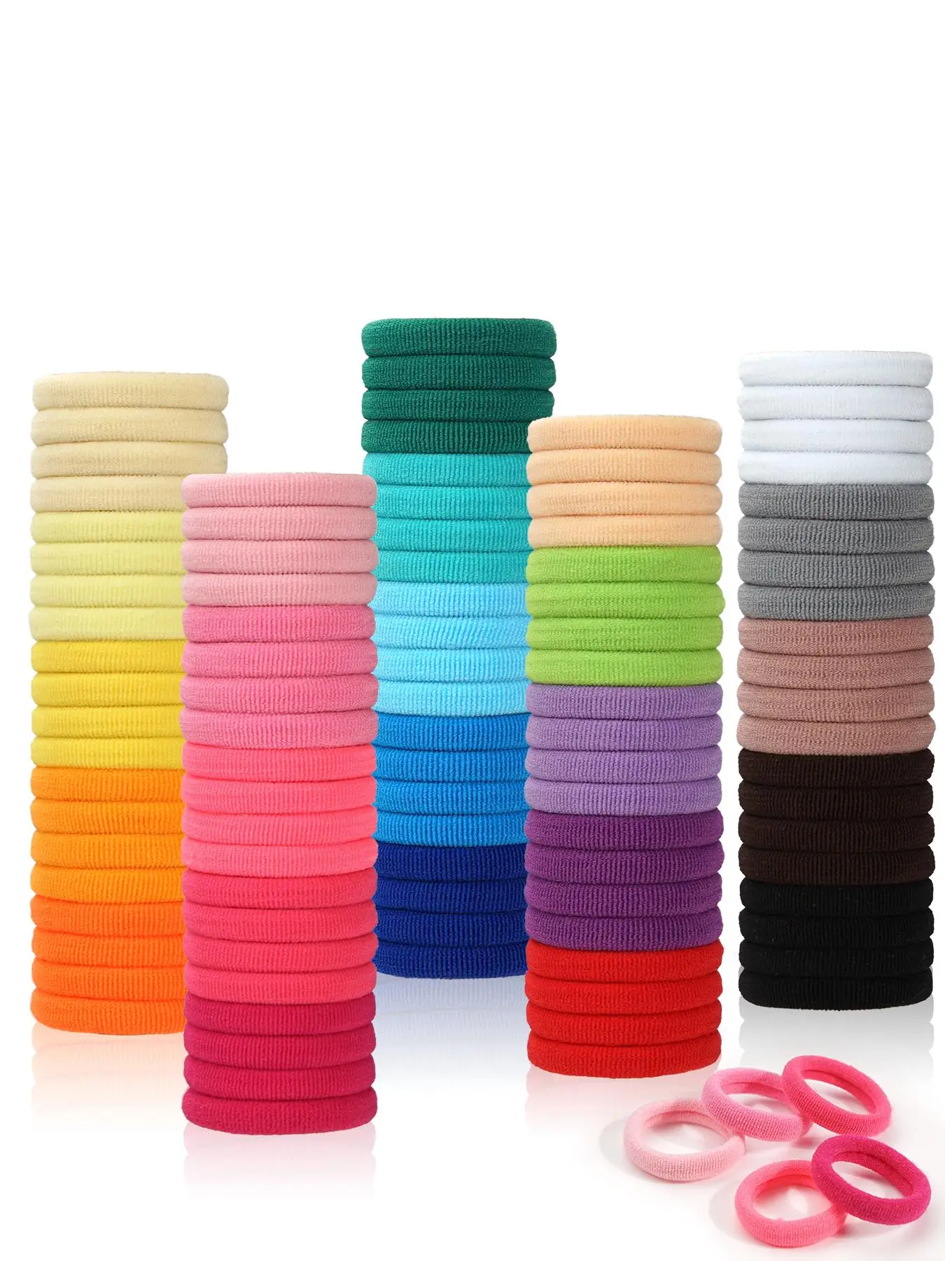 100pcs Mixed Color Kids Cute Simple Style Plain Color Hair Tie, Casual Trendy Elastic Hair Ties, Hair Accessories for Daily Use for Kids