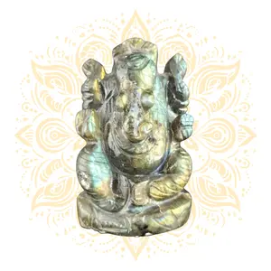 Gemstone Labradorite Ganesh 3"