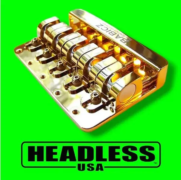 New Babicz Full Contact Hardware FCH 5-String Bass Bridge - Top Mount - Gold Finish - In Stock!