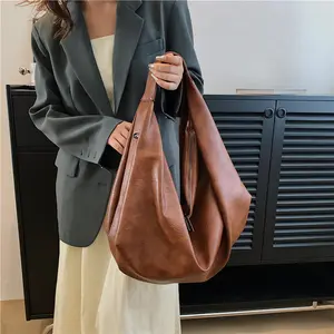 Women's Bag - Large Capacity Underarm Bag Fashionable Large Capacity Tote Bag Simple Shoulder Bag Togo Leather Bag