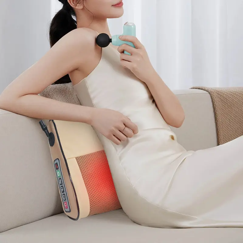Electric massager, shiatsu neck massage, multifunctional shoulder, back, leg and neck massage, deep tissue kneading massage, ideal massage pillow for home and office use.