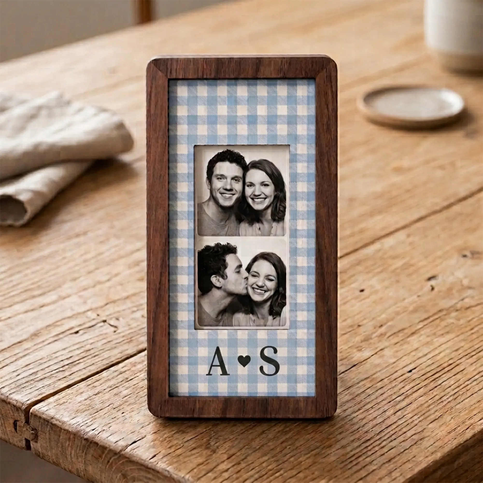 Couple Photo Strip Frame, Velvet Gold Foil Print, Photo Booth Picture Frame, Anniversary Gift for Boyfriend Girlfriend, Wedding Keepsake, Anniversary Gifts for Him