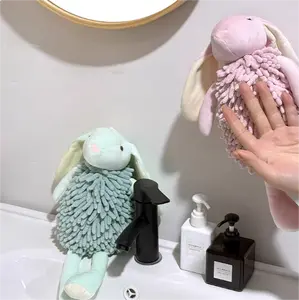 1 piece of bunny shaped hand towel, kitchen hand towel, bathroom hand towel, can be hung on the wall, rabbit hand towel, one wipe dry, soft and skin friendly, cute design