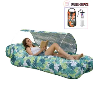Adult portable inflatable swimming pool float with headrests and storage space, inflatable sofa, beach sofa