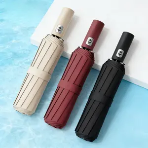 This unisex automatic folding umbrella is available in three colors features a double rib design opens and closes automatically provides wind and sun protection has a wide canopy of 108 cm and is lightweight and portable