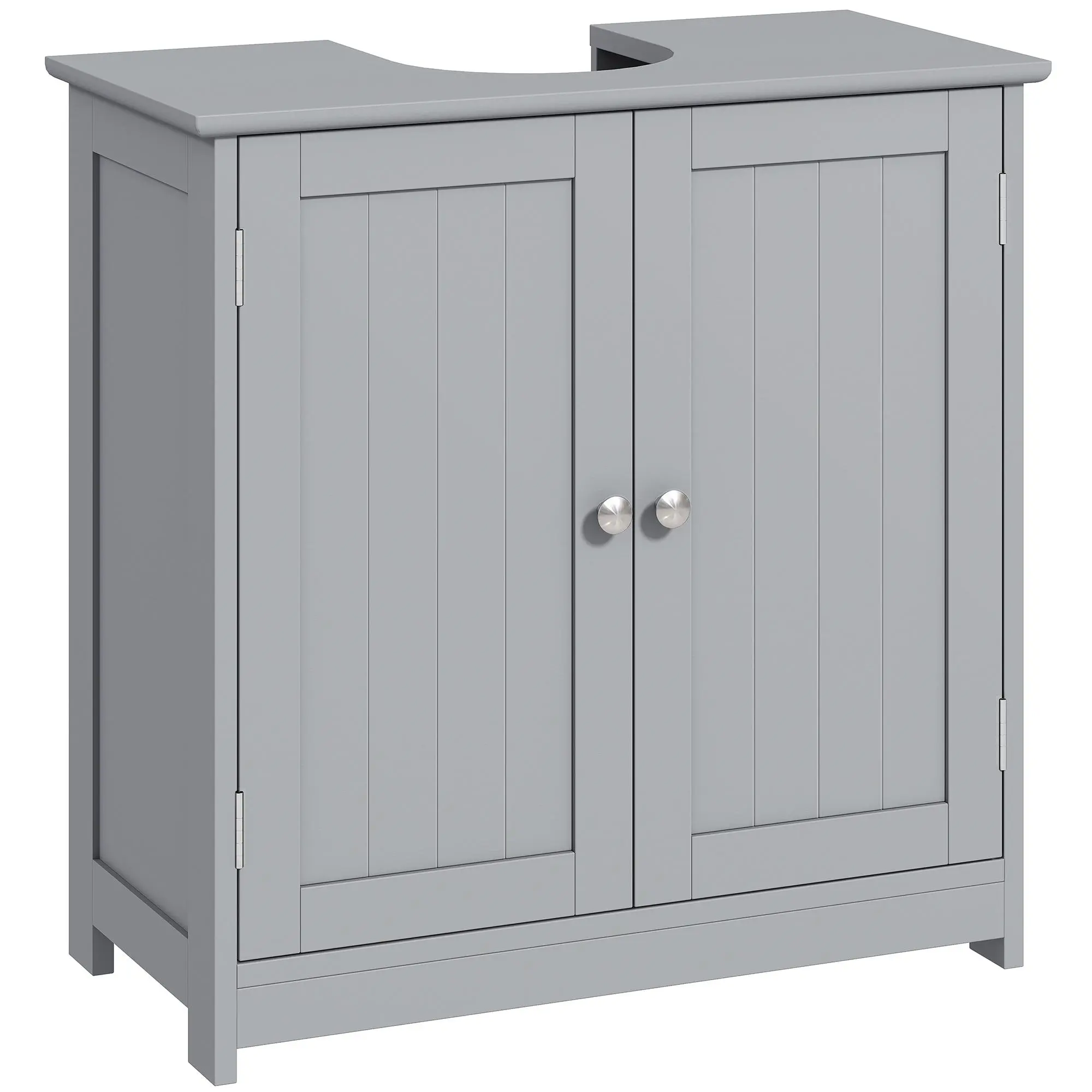 kleankin 23.5" Pedestal Sink Storage Cabinet, Freestanding Bathroom Under Sink Cabinet with U-Shape Cut-Out and Adjustable Shelf