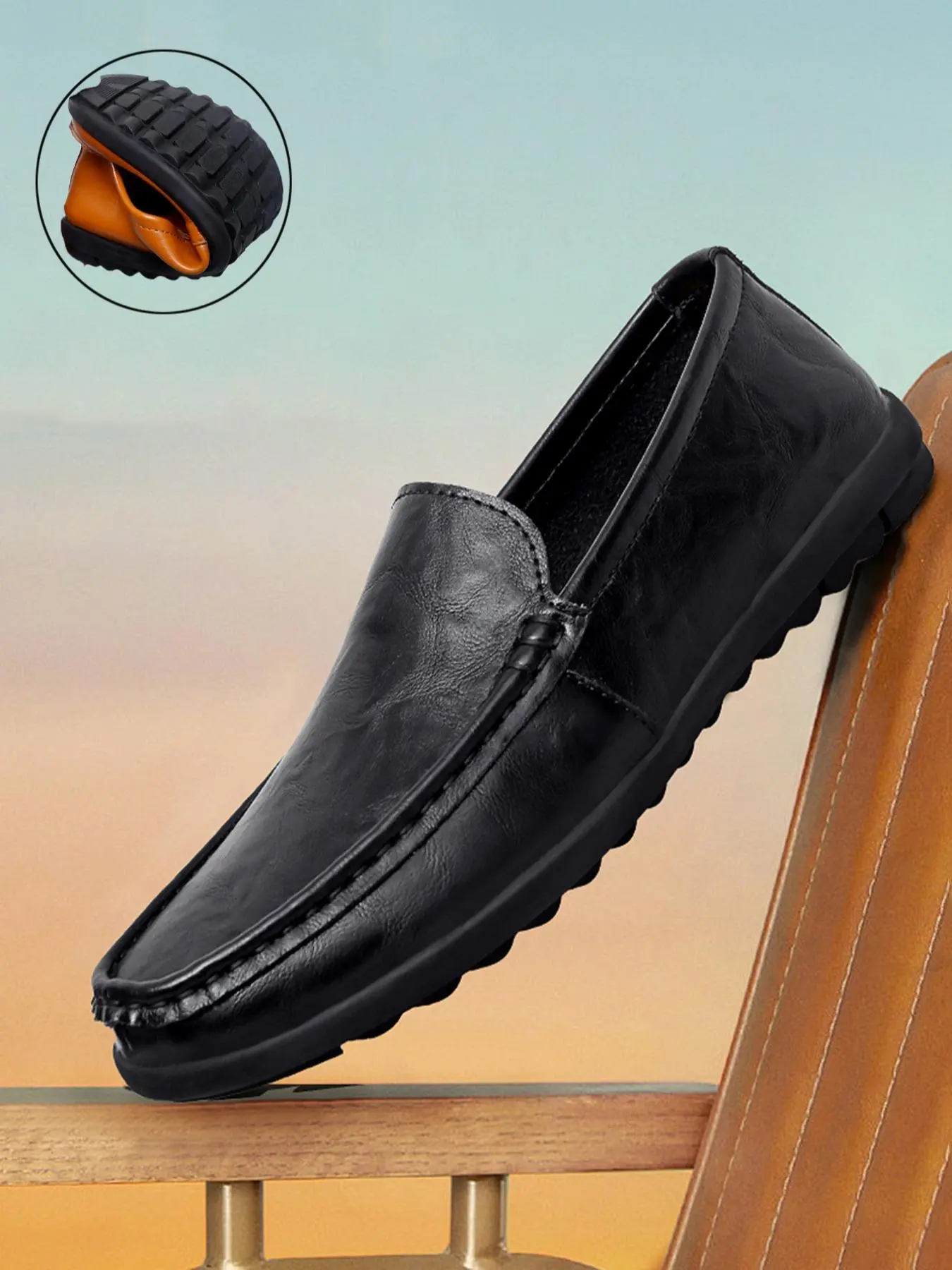 Men's Loafers Slip-Ons Casual Business, Office Commuting Shoes Soft Microfiber Leather Wide Width Dress Shoes Non-Slip Lightweight Breathable Cushioned Flexible for Walking Daily Wear Work Travel Black Retro Comfortable Big Size 11-14