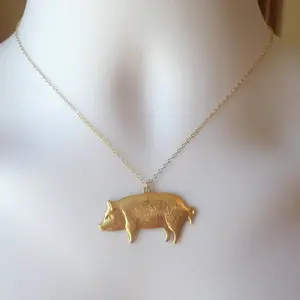 Gold Pig Necklace - Pig Necklace, Gold Filled Necklace, Animal Jewelry, Christmas Gift, Animal Farm