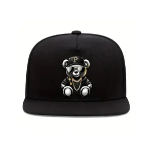 Unisex Street Trend Bear Pattern Baseball Cap, Trendy Hip Hop Baseball Hat, Fashionable Adjustable Sun Protection Hat for Men & Women