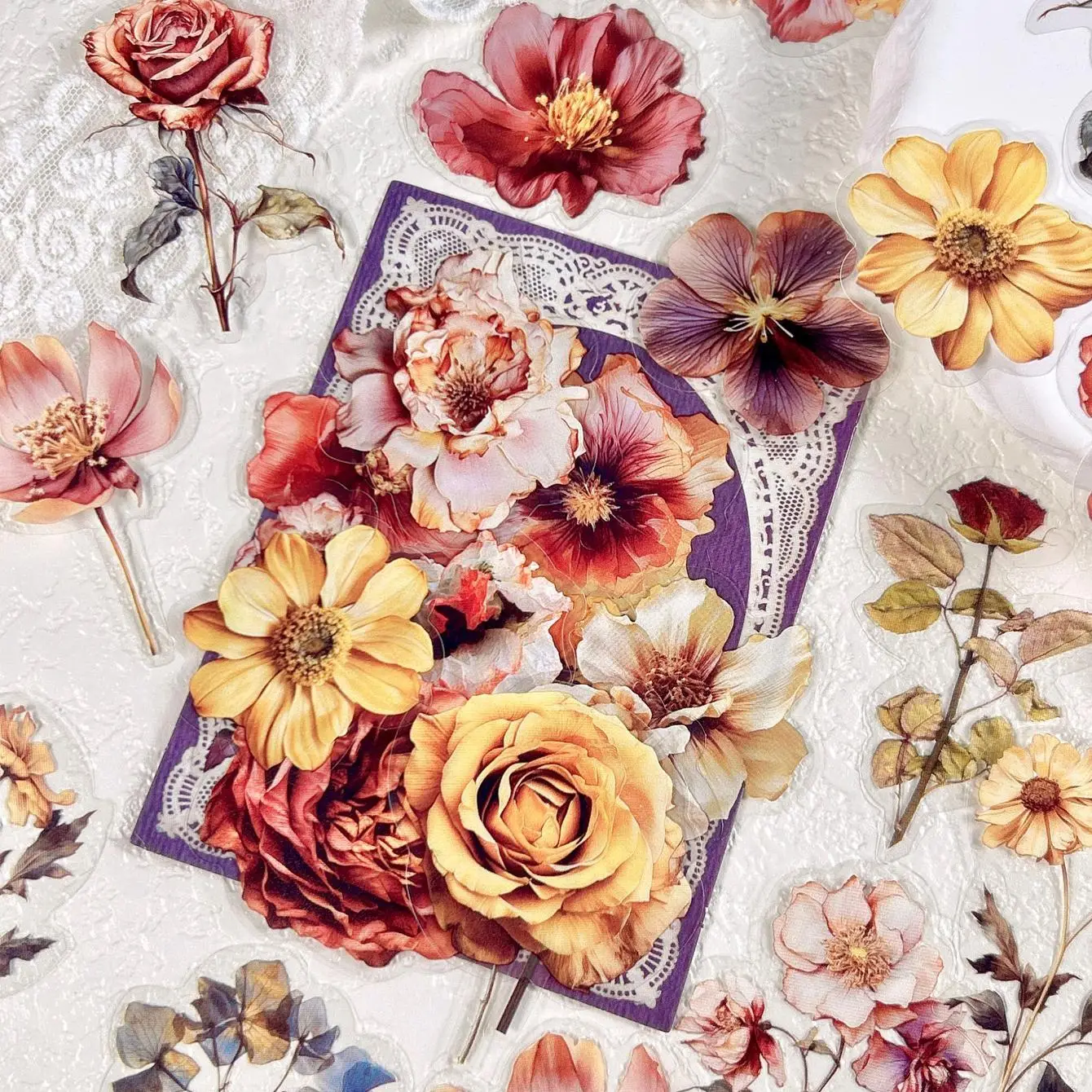 Plant & Flower Pattern Stickers, 40pcs/pack Vintage Boho Style Decorative Sticker, DIY Decorative Craft for Scrapbooking & Journal Making