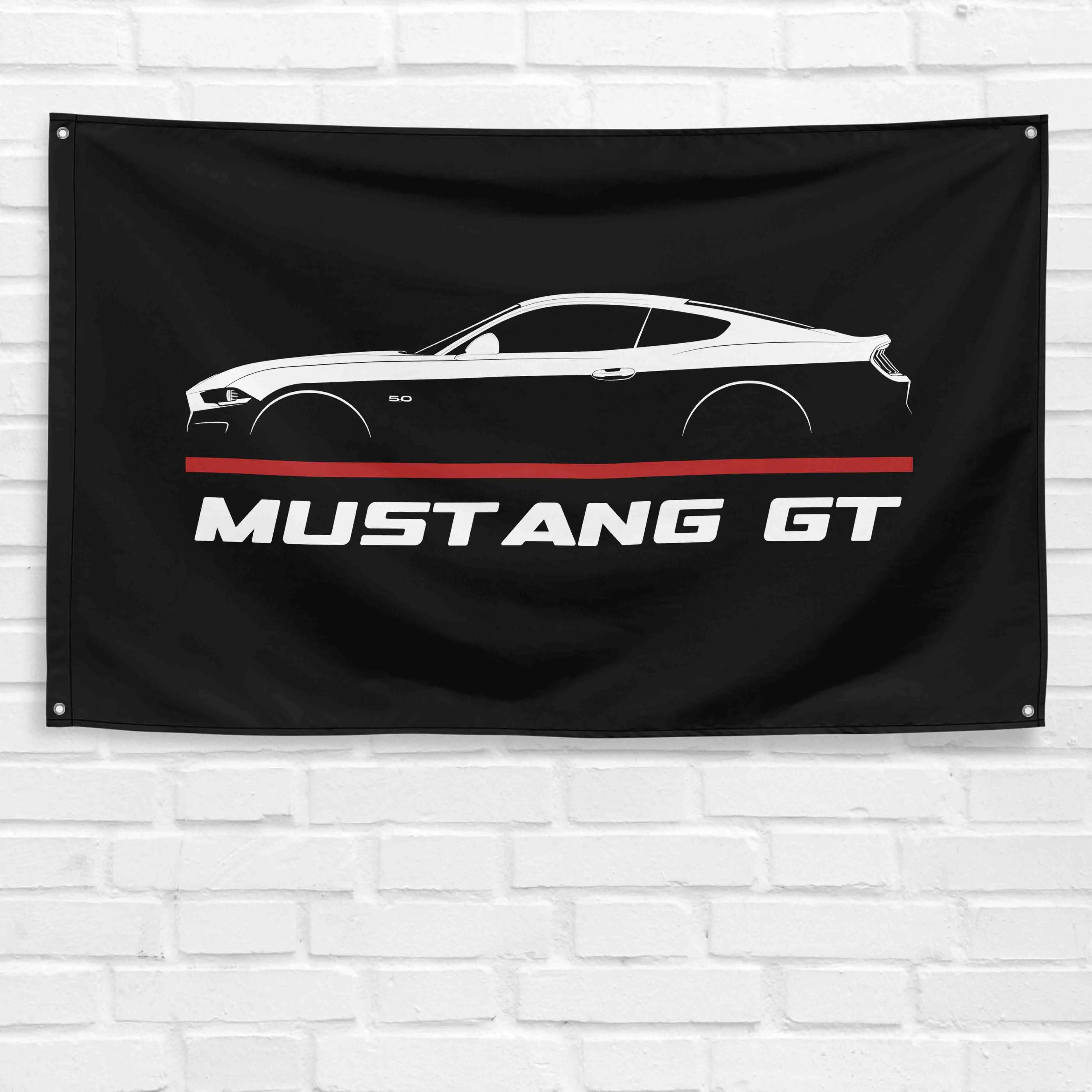 Polyester Durable 3x5 ft Mustang GT Car Hanging Flag, Wall Art for 2014-2022 Models, Garage Decor Banner, Festive Birthday Gift