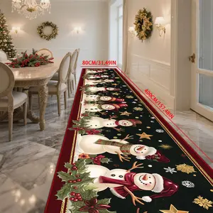 Crystal Velvet Christmas Snowman Rug, Home Decorative Rug, Soft Comfortable Indoor Living Room Decor, Outdoor Garden Patio Mat, Holiday Atmosphere Bedroom Floor Pad