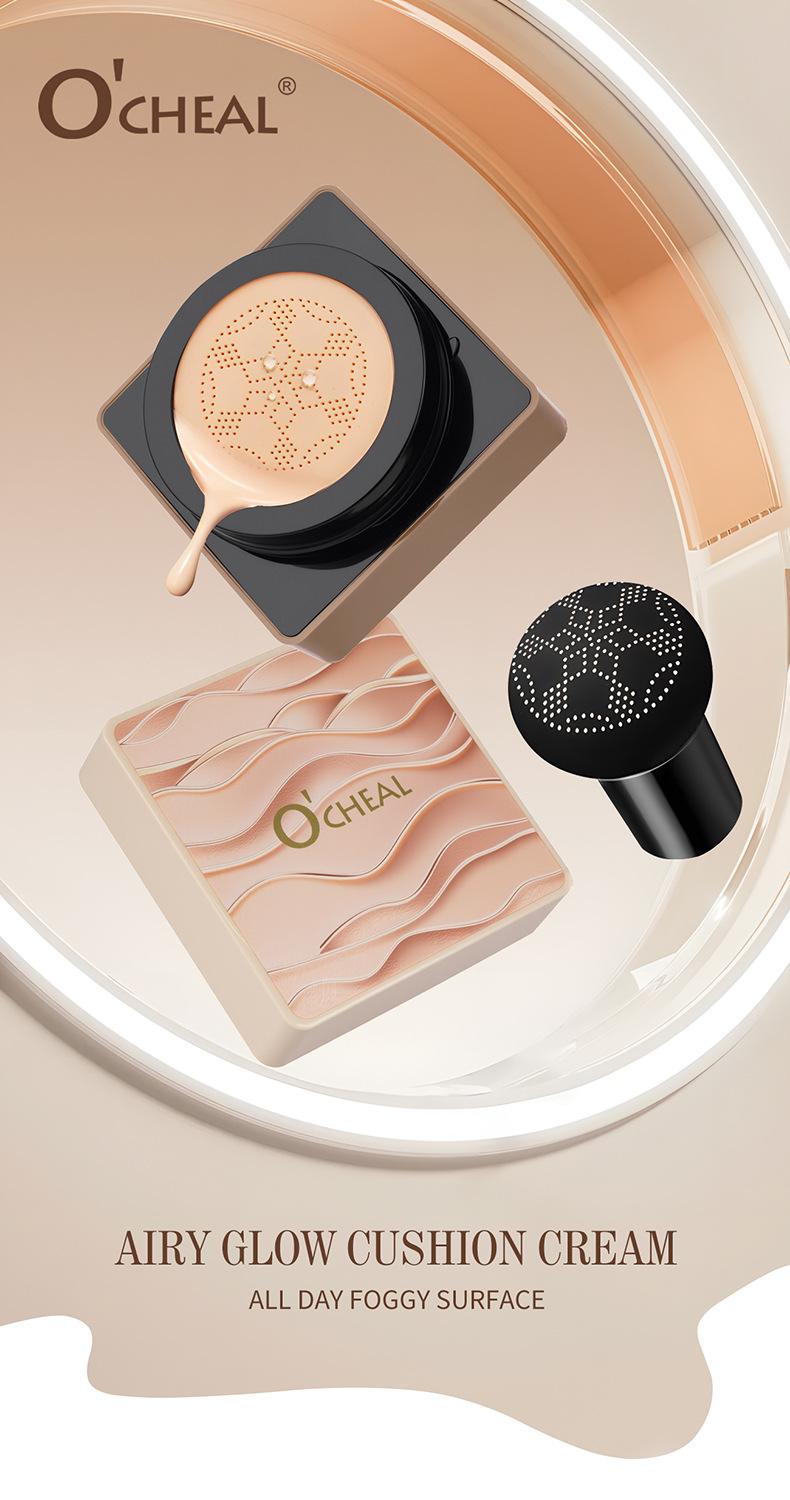 Air Mushroom Cushion BB Cream — Natural Finish, Non-Cakey, Brightening Foundation — Concealing, Long-Lasting, and Smudge-Proof