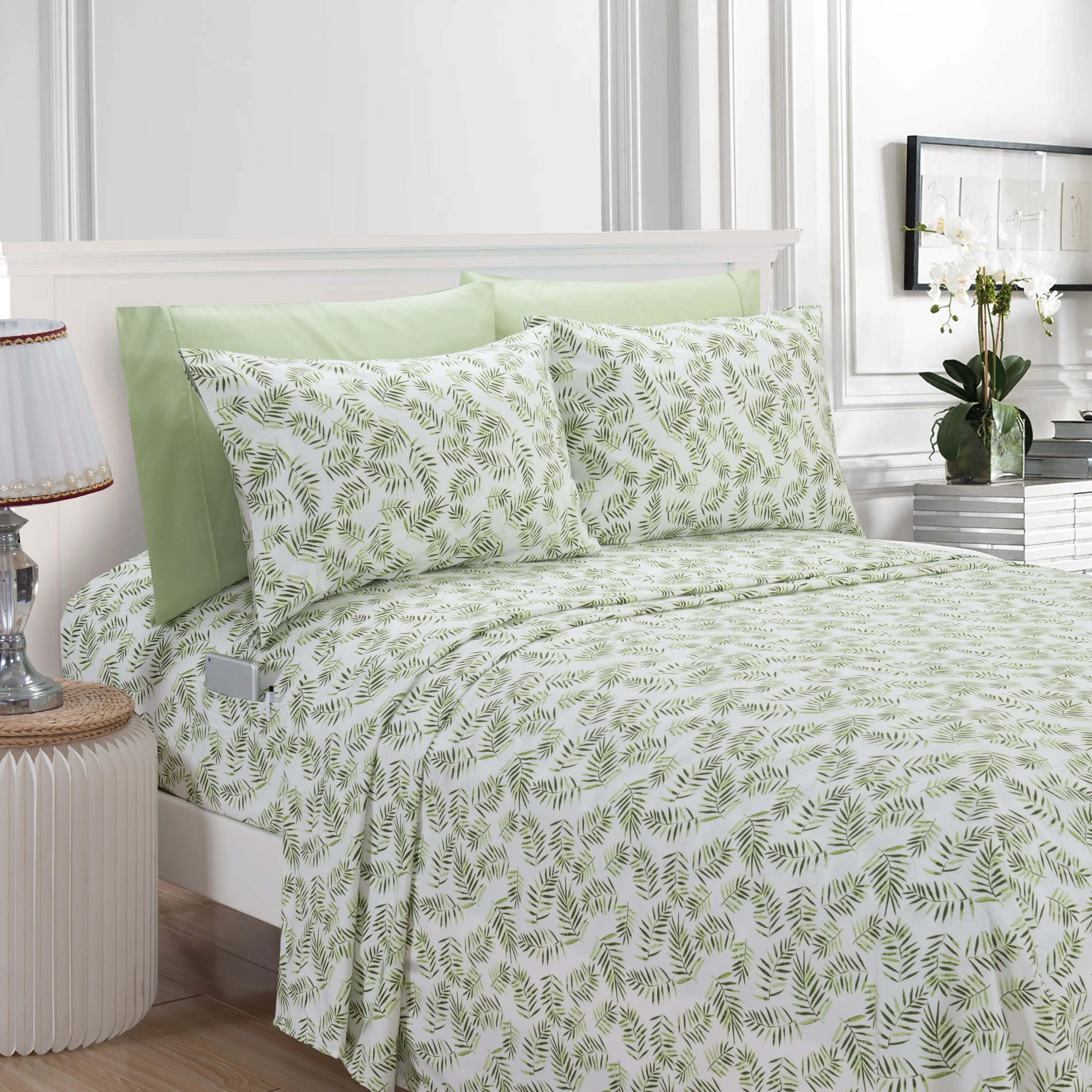 Mocassi Tropical Pattern 1500 Series Percale Egyptian Quality Bedding Set, Breathable Microfiber Bedsheet Sets, Wrinkle & Fade Resistant, Soft