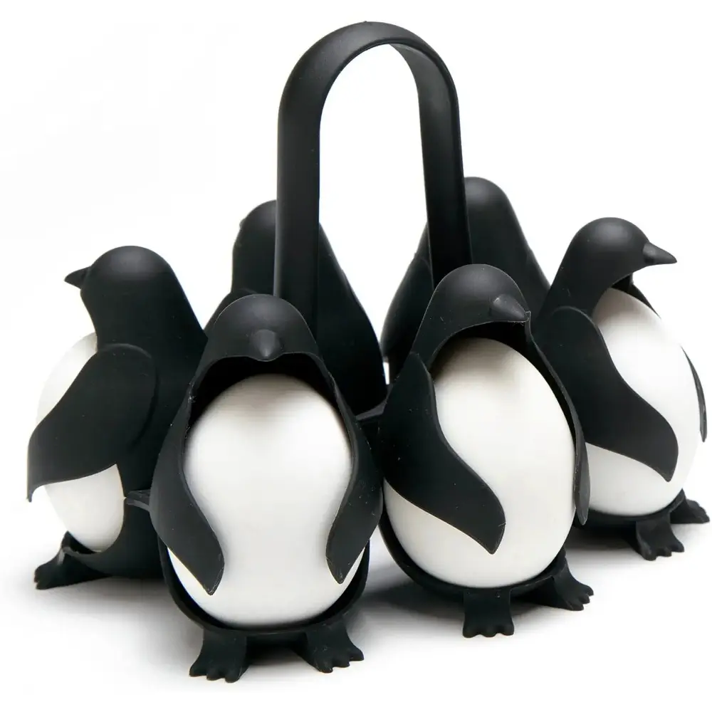 3-in-1 Penguin Egg Cooker | 6 Egg Capacity Boiler for Soft & Hard Boiled Eggs, All-in-One Cooking, Storage & Serving Fridge Organizer, Cute Kitchen Gadget