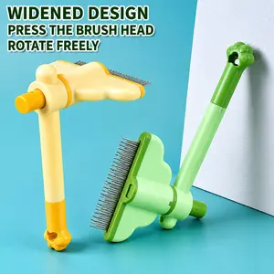 Dense Pin Rotatable Pet Comb, Easy Clean Deshedding Brush, Multifunctional Grooming Tool for Cat Dog Loose Hair Removal