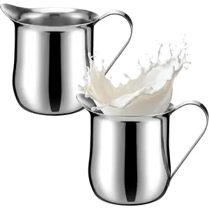 2 Pcs 5OZ Small Stainless Steel Mini Bell Creamer Pitcher Cream Dispenser for Serving Milk Coffee Cream Sauce Maple Syrup