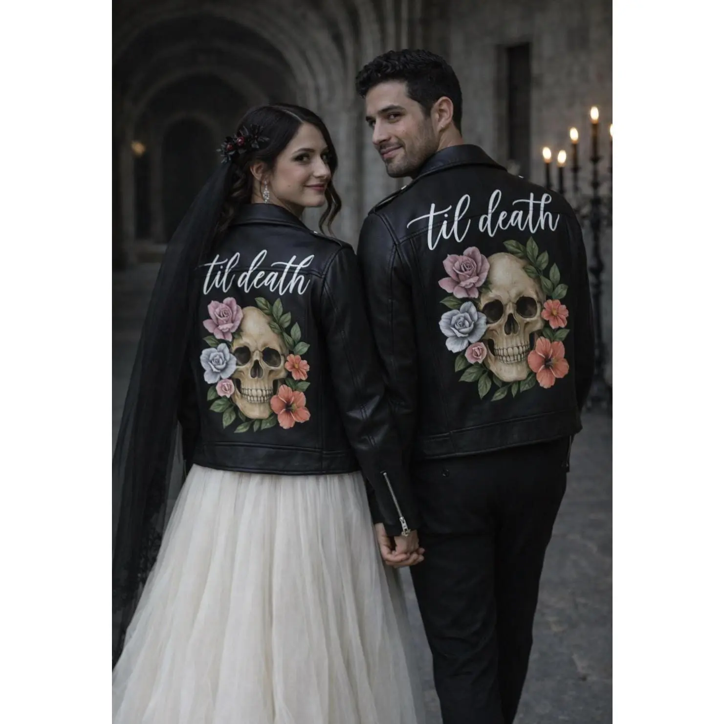 Bridesmaid Denim Jacket | Hand-Painted Name & Floral Wedding Party Set | Personalized Bride Tribe Gift