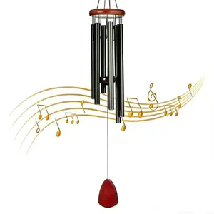 Aluminum Wind Chimes to Create a Zen Atmosphere Suitable for Outdoor, Garden, Patio Decoration. Classic Black, with Wind Catcher