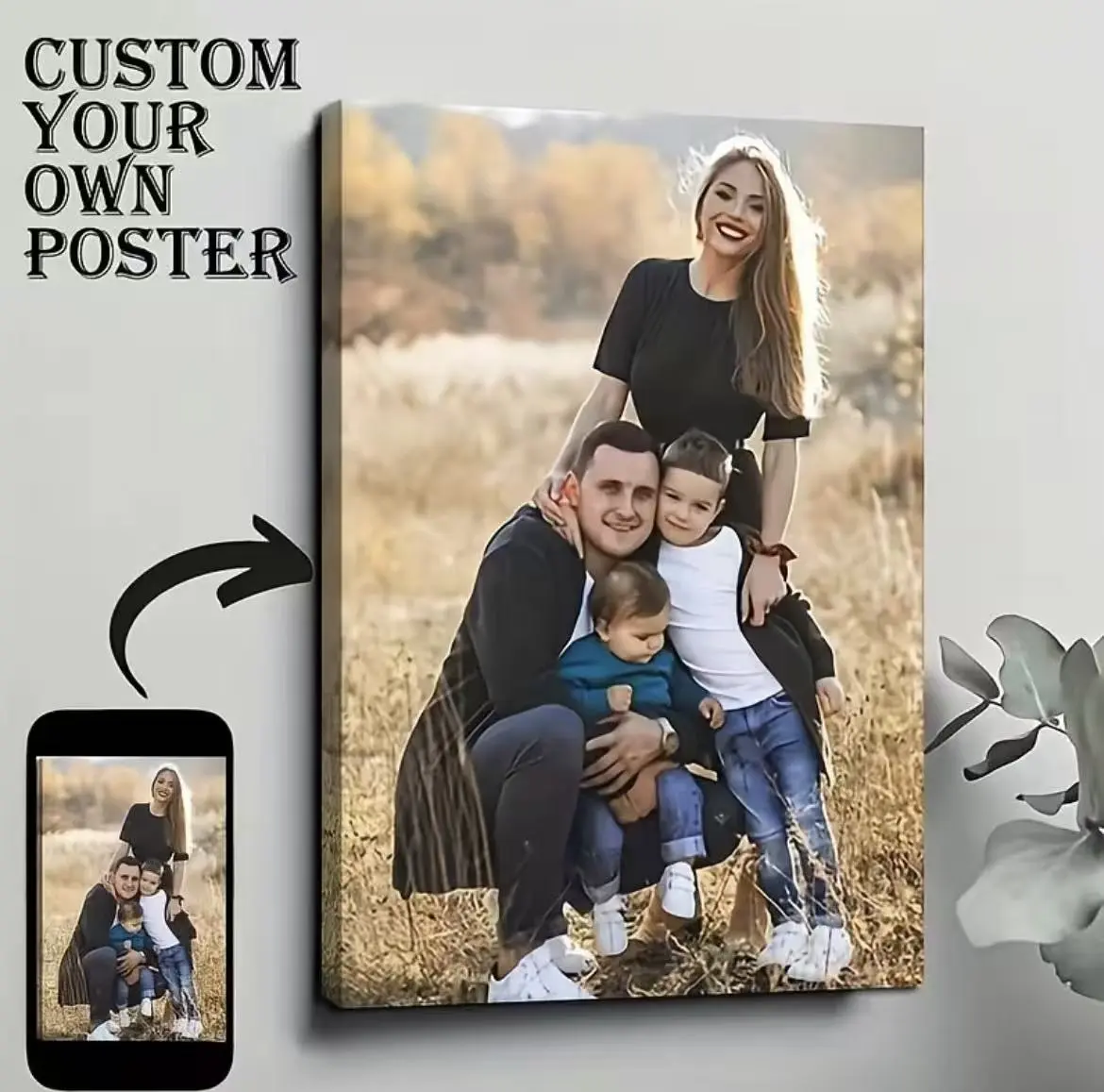 Personalized Colorful Pine Wood Frame Canvas Print - High-Resolution Love-Themed Artistic Wall Art, Bedroom Decor Home Decoration Gift for Couples, Customizable with Family Photos, Home Inspo Carton-Packaged Posters & Prints