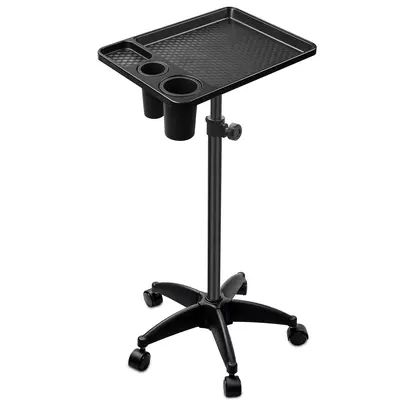 The Fellie Salon Tray Hairdressing Rolling Cart On Wheels, Adjustable Height Aluminum Salon Trolley, Instrument Hairdressing Trolley Tool Holder With 2 Cups & 1 Metal Loop For Beauty Salon Dentistry - View #2