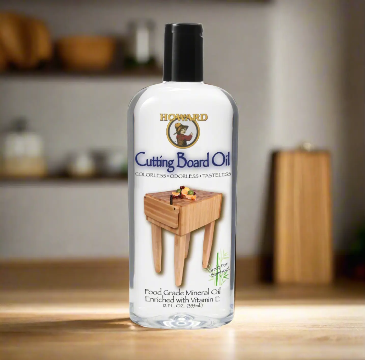 Howard Cutting Board Oil - 100% Pure Food Grade Mineral Oil for Rejuvenating Dry Wood, Including Cutting Boards, Butcher Blocks, and More - Household