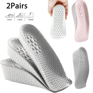 2Pairs Height Increasing Insoles (1.5/2.5/3.5cm) - Soft Arch Support Shock-absorbing Shoe Inserts for Men & Women