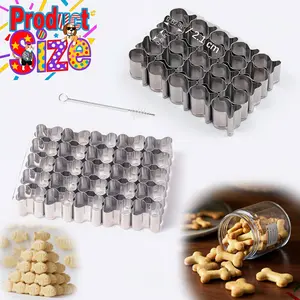 Gold Fish & Dog Bone Cracker Cutter, 25 Cavity Stainless Steel Baking Mold with Cleaning Brush, Perfect for Christmas Holiday Baking, Kids DIY Baking Parties, Fruits,Treats and Pet Snacks, Cookie Cutters Home