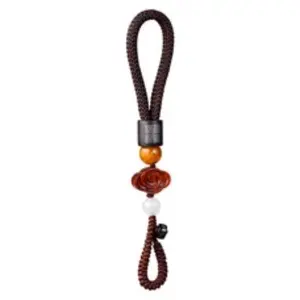 Small-leaved Rosewood “Auspicious Clouds” Braided Car Key Chain for Couples