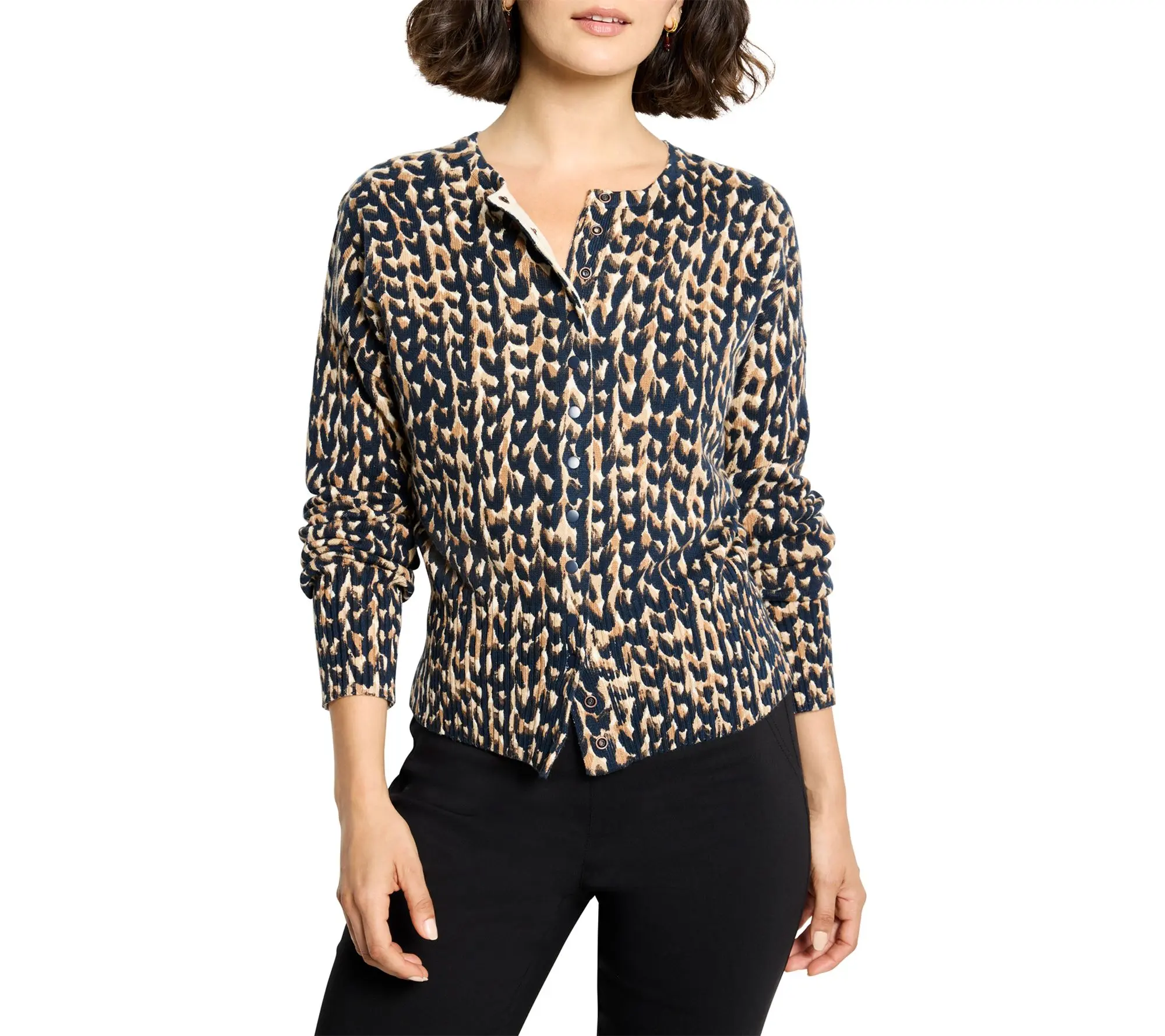 NIC+ZOE Stitch Print Snap It Up Cardigan