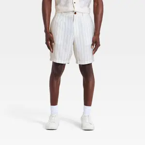 Houston White Men's Striped Bermuda Shorts - Cream XXL
