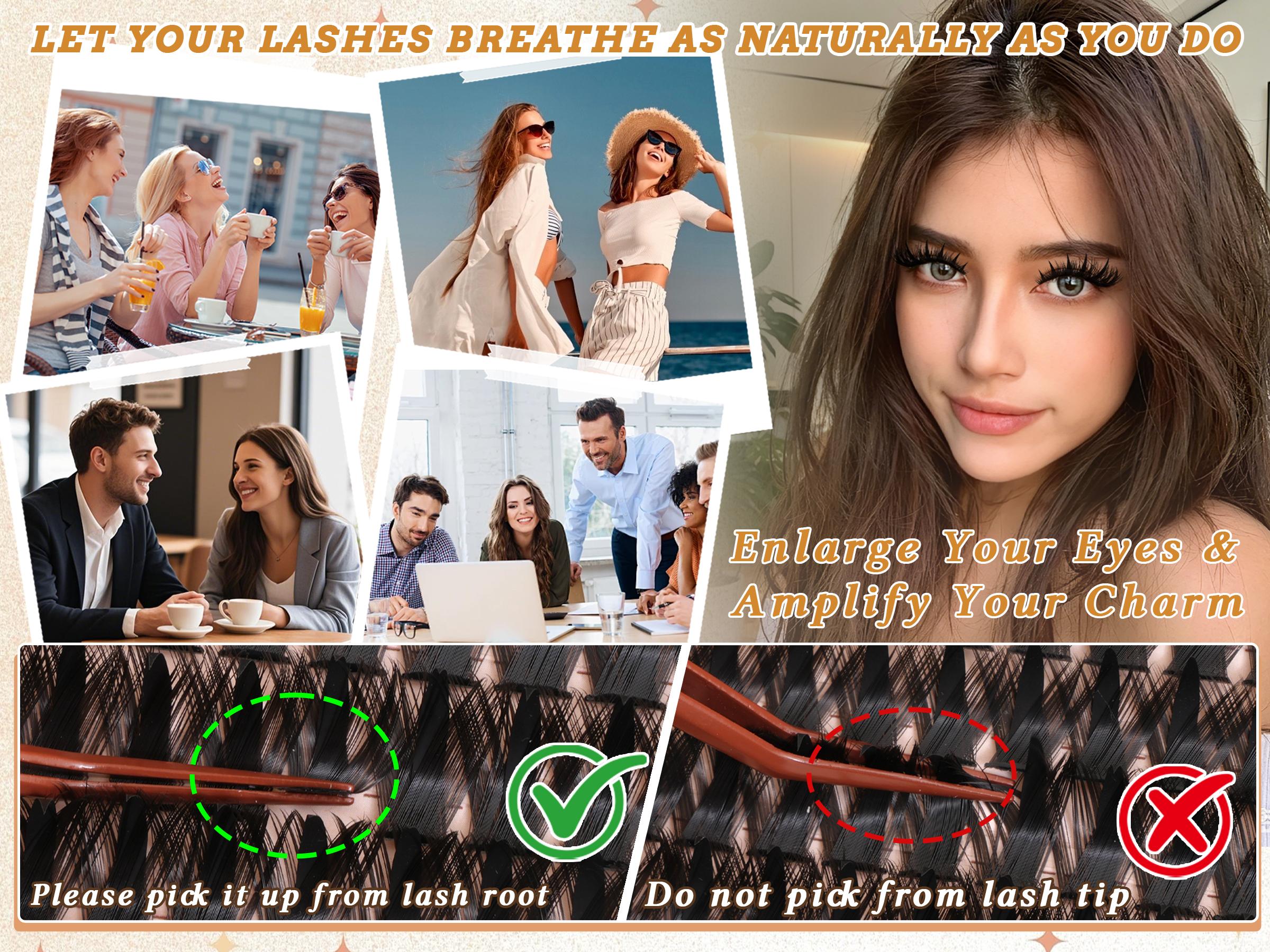 Lumfune Spike Lash Clusters Kit Eyelash Clusters with 10-18mm Manga Fairy Individual Lashes Wispy Volume Cluster Eyelash Extensions Bond & Seal and Remover Spiky D Curl Lash Extension Kit