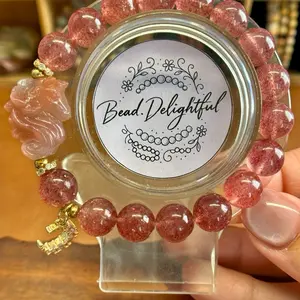 Zodiac Collection-Strawberry Quartz horse bracelet