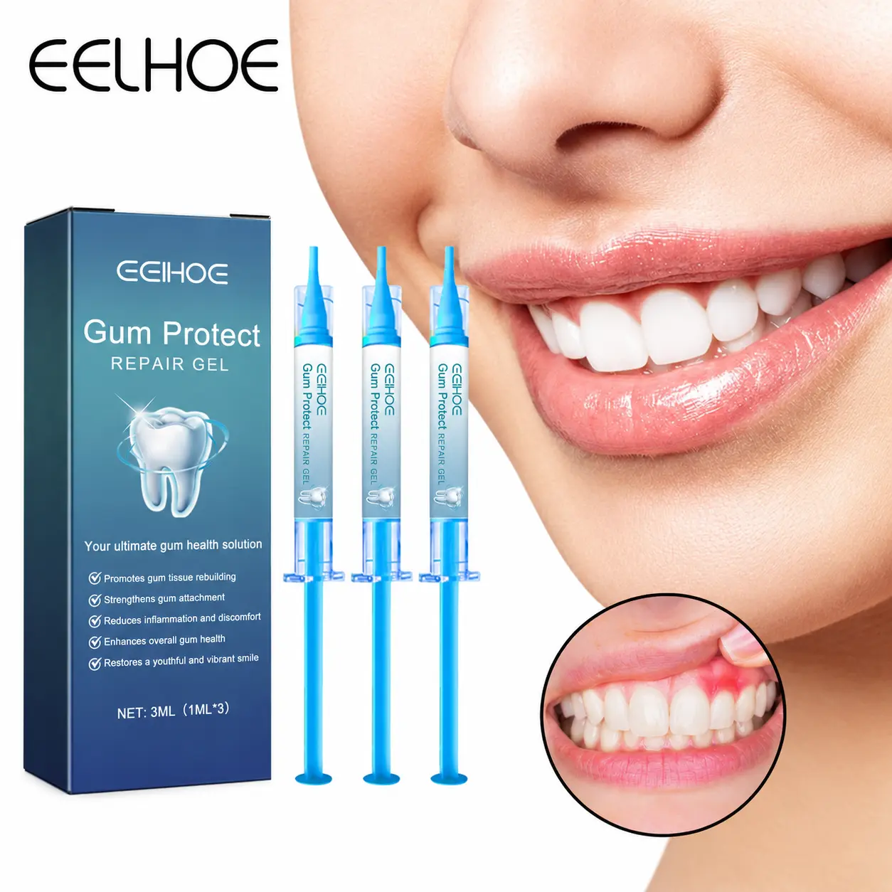 EELHOE 1 Gum Repair Gel – Deep Cleansing of Tooth Stains, Nourishes and Protects Gums, Freshens Breath, Oral Care Gel