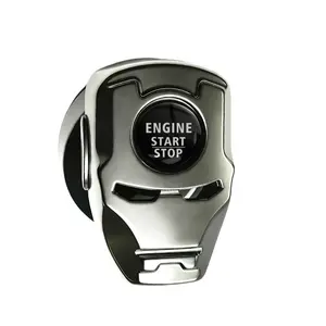 Universal Metal Push Start Button Cover - Zinc Alloy Helmet-Style Engine Ignition Protective Cap, Car Interior Decor, Anti-Scratch Shield