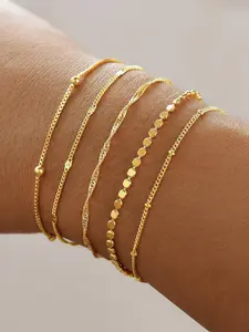 Gold Bracelets for Women, 14K Gold Plated Stackable Bracelet Stack Set Adjustable Charm Paperclip Chain Snake Link Layered Waterproof Jewelry Sets Gifts