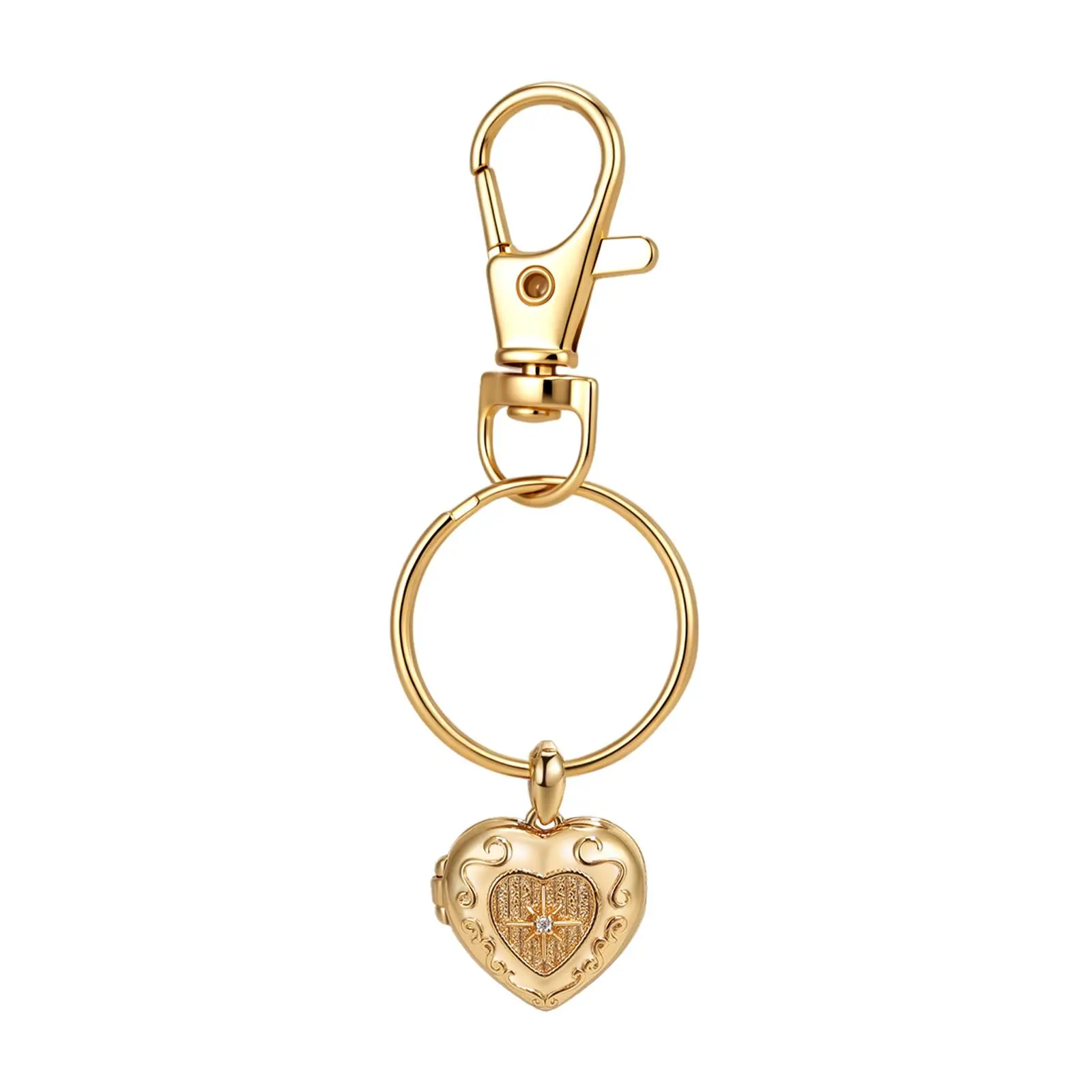 OIDEA Heart Locket Keychain for Women, Opens to Hold 2 Photos, Floral Embossed Photo Keychain Gift
