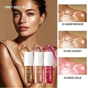 Shimmering Body Glow Oil, Brazilian Bronze Color, Body Bronzer, Non-Greasy, 3 Colors Available, Perfect for Beach Parties, Glossy Oil for Skin Care