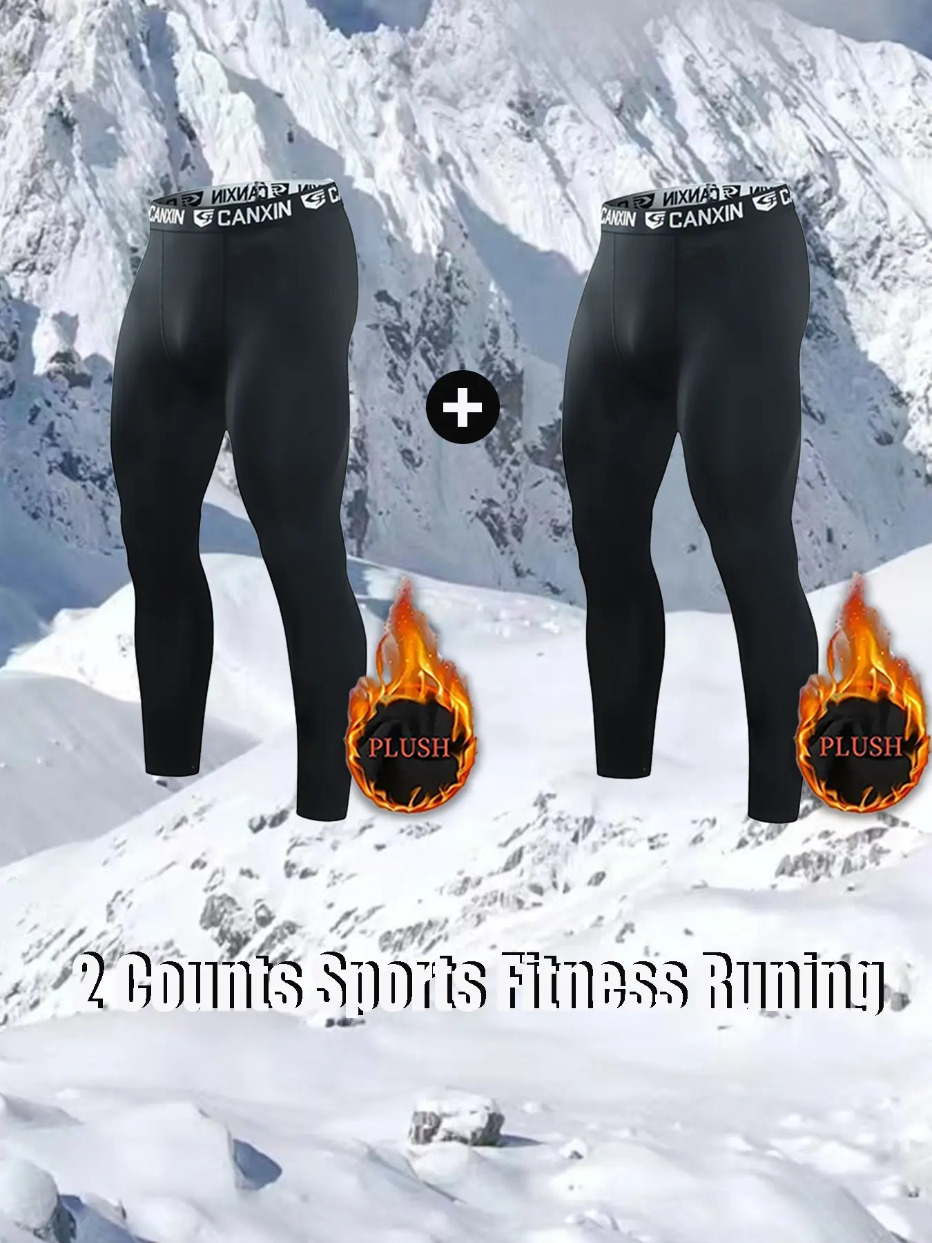 Men's Basketball Compression Pants, 2 Pack Running & Fitness Training Long Leggings, Fleece Lined Warm Base Layer, Breathable Quick-Dry Comfort